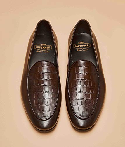 Image of GIFENNSE Men's Dress Shoes Slip-On Loafers Leather Formal Shoes