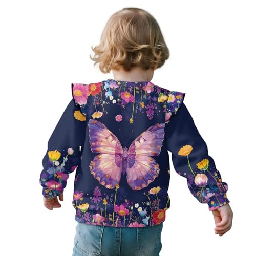ZFRXIGN Butterfly Girls Crewneck Sweatshirt 1-8 Years Ruffle Top for Hiking, Tennis, Athletic Clothing2