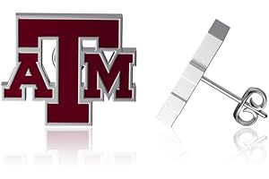 Texas A&M Aggie Ring Post Earrings - Platinum over 925 Sterling Silver
