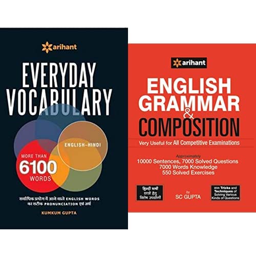 Everyday Vocabulary More Than 6100 Words + English Grammar &amp; Composition Very Useful for All Competitive Examinations (Set of 2 Books)