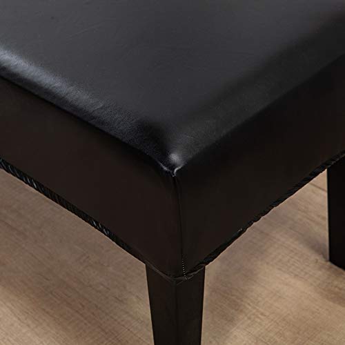 Yuhoo Dining Bench Cover, Pu Leather Soft Stretch Stretch Bench Slipcover, Waterproof Kitchen Chair Seat Cushion, For Kitchen Dining Bench Seat Protector,Black,Free Size #TOP5
