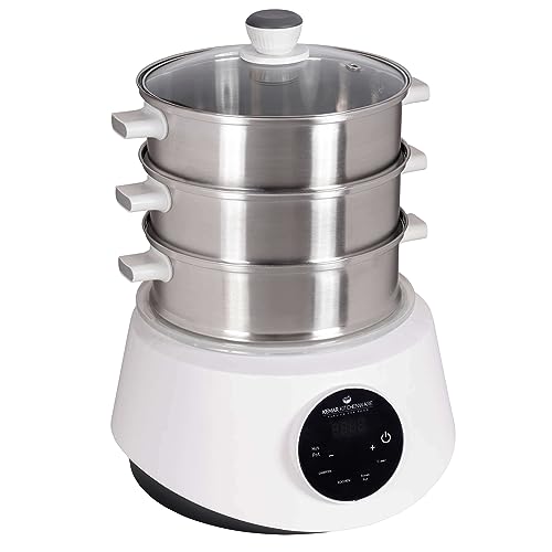 KFS-3000 Dampfgarer, Hot Pot, Fondue mit Touch Display, 3 Dampfkörbe aus Edelstahl, 4 Programme, Timer, Steamer (KFS-3000 Standardausführung)