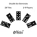 Offelec Wooden Double 6 Domino Set - 28 Tiles Black Dominoes for Kids, Adults, and Family Games Night | Ideal for 2-4 Players | Perfect for Classroom, Party, Travel, and Gifting | Classic Board Game