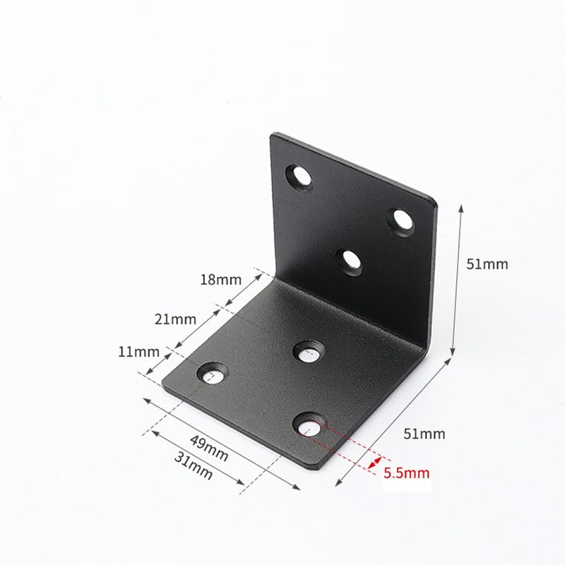 4Pcs Black Angle Brackets 50*50*50MM,L Repair Connector,Stainless Steel Angle Reinforced Metal Braces for Furniture Fixing - Image 2