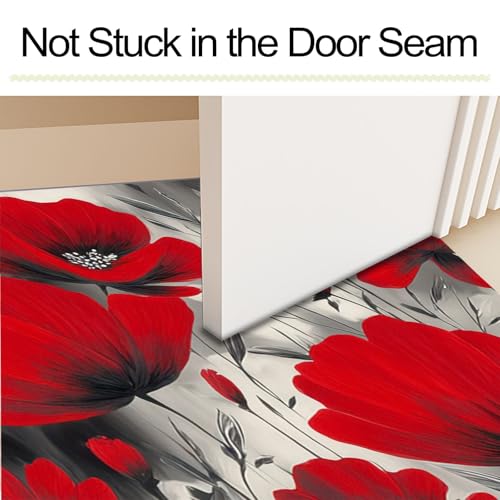 Tapis entrée intérieur 60x90cm fleurs de pavot abstrait lavable - 6