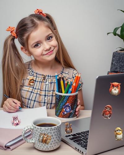 Calcomanías de búho impermeables que decoran sin dejar residuos en tu laptop 5