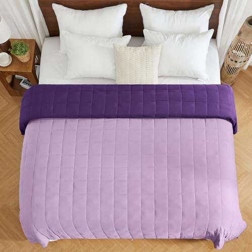 Image of King Size Weighted Blanket for Adults (30 lbs, 80 inch x 87 inch, Purple) Cooling Heavy Blanket for Sleeping Perfect for 290-310 lbs, Breathable Blanket for Adults & Couple All Season, Machine Washable