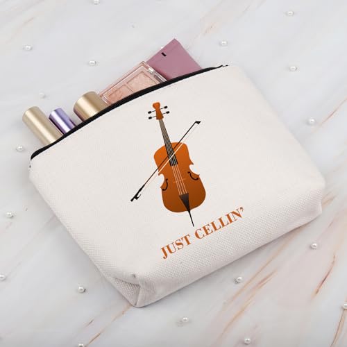 BDPWSS Cello Gift Cello Player Gift Cello Music Teacher Gifts Just Cellin’ Funny Cello Makeup Bag Cellist Musician Gift (Just cellin bag)
