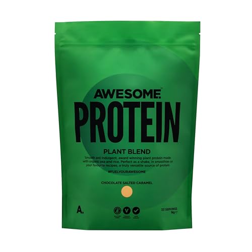 Awesome Supplements – Vegan Protein Powder – High Protein Plant-Based Powder – 21,6g Protein Per Serving – Low Calorie, Low Sugar – Pea Protein, Organic Protein (1 KG, Chocolate Salted Caramel)