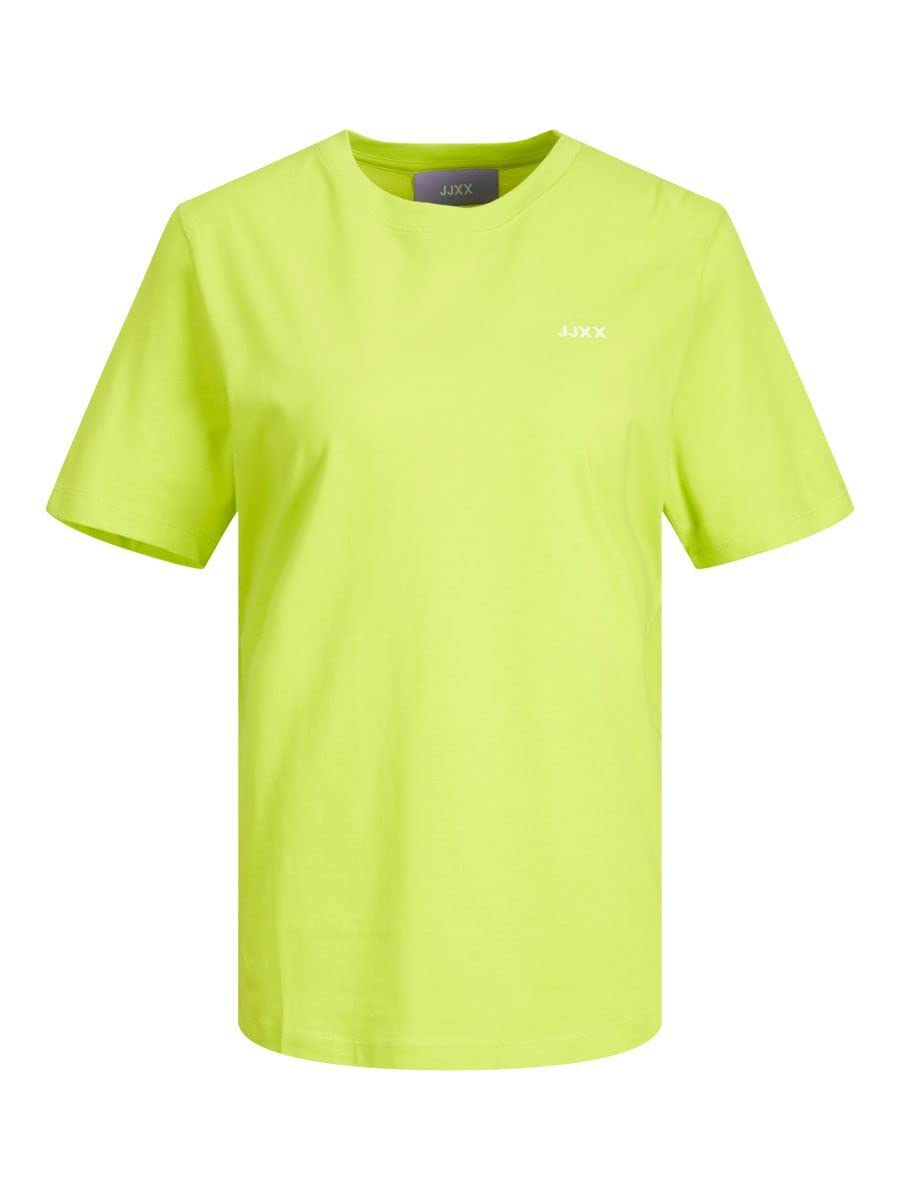 JJXX Women's Jxanna SS Reg Every Small Logo Tee Noos T-Shirt, Lime Punch/Print: Lime Cream JJXX Logo, M