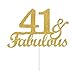 41 & Fabulous Cake Toppers Gold Glitter, Happy 41st Birthday Cake Topper Cheers to 41 Years Old Bday Decoration, Forty-one and Fabulous Cake Decorations for 41st Birthday Anniversary Party