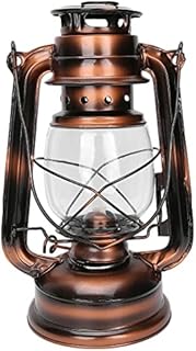 Agatige Vintage Metal Oil Lamp Storm Lantern 10inch Burning Hurricane Lantern Retro Kerosene Lamps for Camping Hiking Patio Decoration,Brown