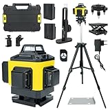 Laser Wasserwaage Kreuzlinienlaser wmit Stativ – Selbstnivellierender Rotationslaser 16 Linien 360°, Laser Wasserwaage mit Grünem Laser für Bauprojekte, Renovierung (R01-mit Stativ)