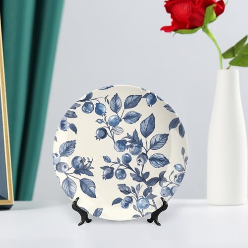 Plato decorativo de porcelana con patrón de flores arándano 7 in miniatura 6