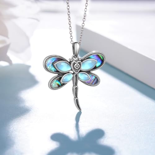 Moonstone Dragonfly Necklace for Women 925 Sterling Silver Dragonfly Pendant Necklaces Moonstone Jewelry Gifts for Women2