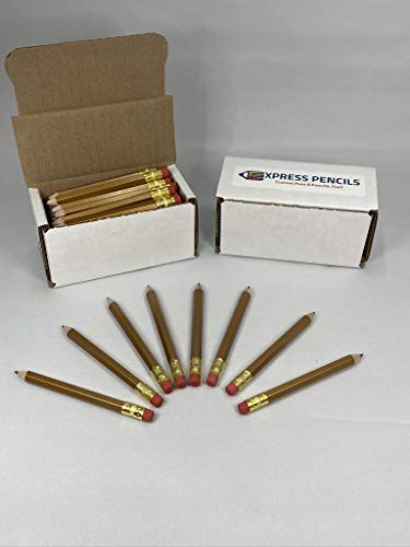 36 lápices cortos hexagonales con borrador dorados miniatura 2