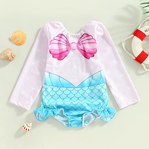 Toddler Girl Cute Flower Long Sleeve One Piece Swimsuit Summer Beach Swimwear Bathing Suit2