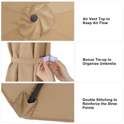 Image of ABCCANOPY 9ft Outdoor Umbrella Replacement Top Suit 8 Ribs (toast)