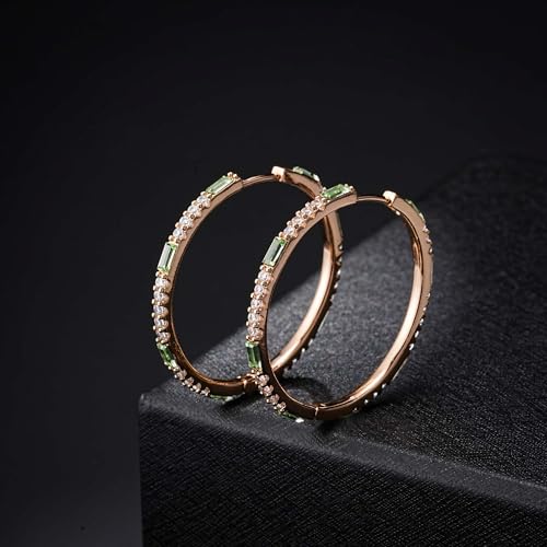 EVEVIC Austrian Crystal Lightweight Champagne Gold Hoop Earrings for Women Trendy 14K Gold Plated Hoops Earring Jewelry Gift3