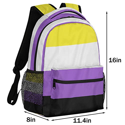 Non-Binary Pride Flag Backpack Travel Laptop Backpack Adjustable Shoulder Straps Waterproof School Bag Bookbag2