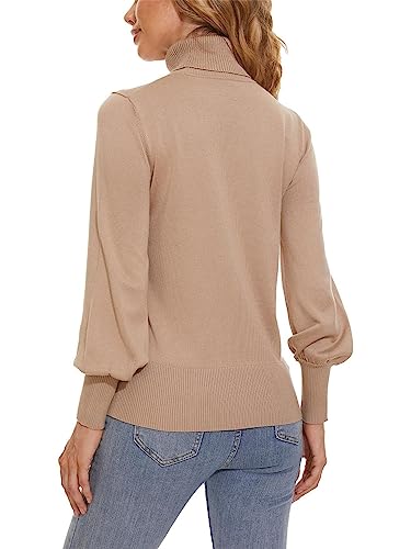 Image of Spicy Sandia Women's Turtleneck Sweaters Pullover Knit Tops | Lantern Sleeve, Basic, 2026 Fall Winter Trendy