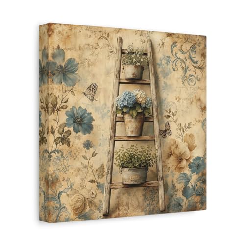 Tableau floral vintage haut de gamme avec châssis épais de 3 cm