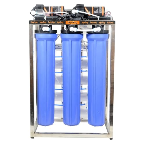 Image of iSpring 50 LPH Commercial RO + Uv Water Purifier Plant with TDS Adjuster 50 Litre Blue Stainless steel Full Automatic with TDS Adjuster