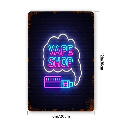 Metal Tin Sign-Vape Shop Logo Neon Vector Vape Neon Sign Design Template On Theme Electronic Cigarettes L-Metal Tin Sign Retro Home Kitchen Office Garden Garage Wall Decor Tin Plaque Lz 8×12 Inch #TOP2