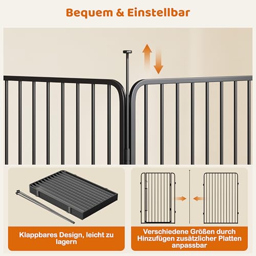 Yaheetech Welpenauslauf 12-teilig 100cm hoch, Welpenlaufstall mit integriertem Schloss, Geräuscharme Rohre, Bodenschoner, 8 mm Verstärkte Metalldrähte, Hundelaufstall für Wohnung & Garten