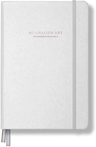 Minimalism Art, Premium Hard Cover Notebook Journal, Large Size, Composition B5 7.6"x10", 186 Numbered Pages, Gusseted Pocket, Ribbon Bookmark, Extra Thick Ink-Proof Paper 120gsm (Wide Ruled, White)