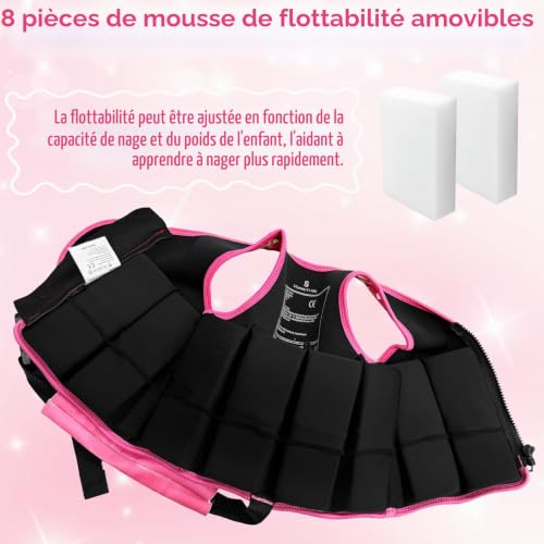 PAZEAU Maillot de Bain pour Enfants de 2 à 6 Ans, Maillot de Bain Certifiée TÜV pour Enfants, Durable et Confortable, Harnais de Sécurité Réglable, Adapté aux Piscines(Rose, M) – vue 4