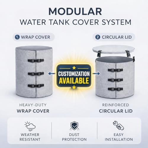 Image of Axmon Water Tank Cover 1000 Ltr |5 Years Warranty |Heat Resistant Tank Cover for Overhead Water Tank |UV Protection |Heavy Duty All Weather Proof |Not Aluminium Foil Based |Easy Installation Straps