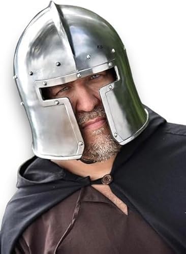 Medieval Italian Barbuta Helmet with Visor – Wearable Knight Armor Replica for LARP, Cosplay