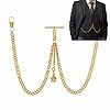 Holy Sins Jewellery Handmade in The UK Gold Colour Double Albert Pocket Watch Chain with Crown Pendant (14") #3
