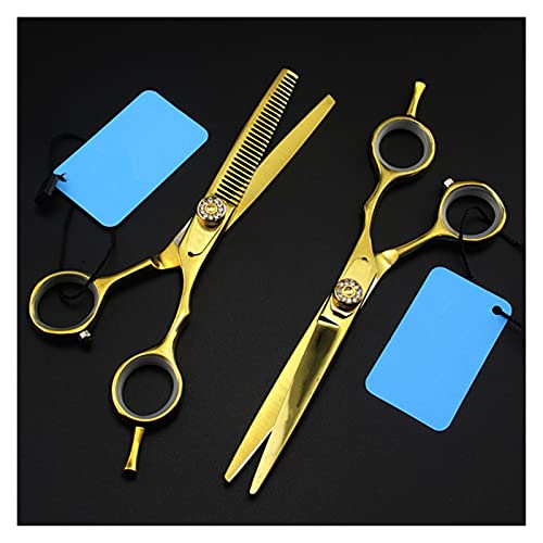Ciseaux de coiffure dorés 6 pouces à lames affûtées pour coupe et effilage - 5