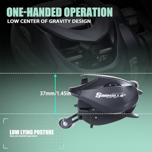 Micro Carrete Baitcasting Ultraligero 5 oz Baitcaster, 11LB Máximo Arrastre Fibra de Carbono Mixta, Relación de Engranajes 7.2:1, Diseño Compacto para Pesca en Agua Dulce CEVONA miniatura 4