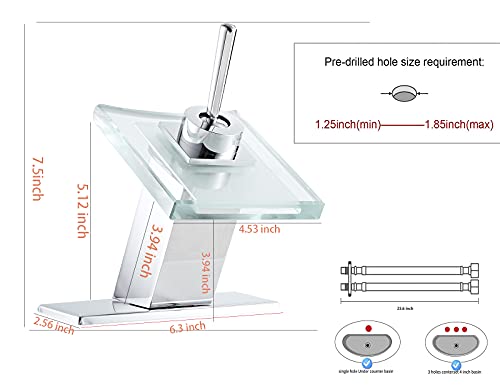 Bathroom Faucet Led Light Waterfall 3 Colors Changing Glass Spout Bathroom Sink Faucet Chrome Single Handle One Hole Hot And Cold Water Mixer Lavatory Vanity Basin Mix Tap Deck Mounted Commercial #TOP1