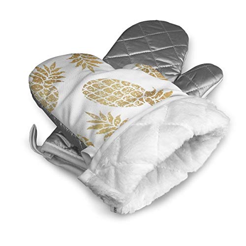 Gold Pineapples Oven Mitt And Pot Holder Or Oven Gloves High Heat Resistance,Superior Protection & Comfort #TOP3