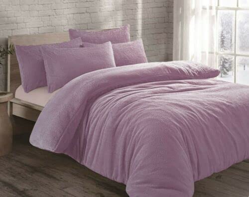Laam linen Teddy Fleece Duvet Cover with Pillow Case Set Quilt Cover Warm Cozy Thermal Bedding Soft Teddy Bear Duvet (Lilac, King) โ image 1