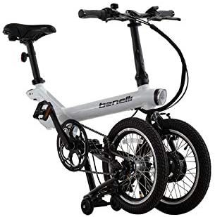 BENELLI miniFold 16 Electric Assist Bicycle in its folded state, viewvon vorne.