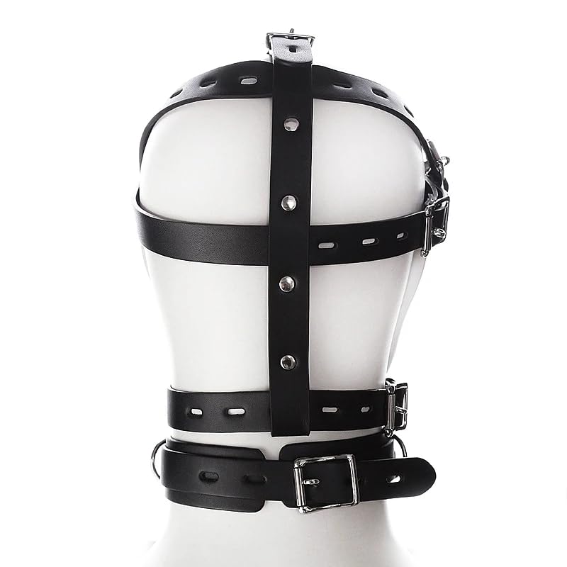 Masque de rôle en cuir noir demi-fuite visage - Noir