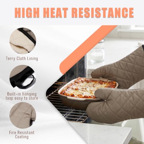 Oven Mitts 1 Pair of Quilted Terry Cloth Cotton Lining,Extra Long Professional Heat Resistant Kitchen Oven Gloves,16 Inch by ARCLIBER - Used condition - Image 3