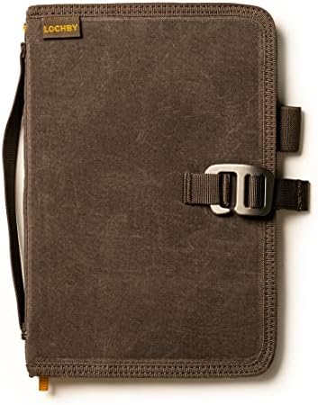 LOCHBY Field Journal, Planner, Sketchbook - Waxed Canvas - Water Resistant Cover - Stout Pen Loop - Multiple Pockets, Colors & Refill Options - Stylish & Durable for Journaling and Writing - for Men / Women - 6.75” x 9.75” x 1” - (Brown)