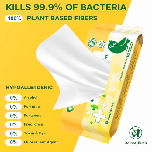 Image of Travel Antibacterial Hand Wipes, 99% Water Hand Sanitizer Wipes, Safe for Sensitive Skin & Hypoallergenic Hand Sanitizing Pocket Wipes, 144 Count (24 Packs of 6)