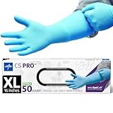 Medline CS Pro 16” Cuff Nitrile Exam Gloves, 50 Count, X-Large, Powder Free, Disposable, Not Made with Natural Rubber Latex, Longer Cuff, Thicker Glove for Extra Protection