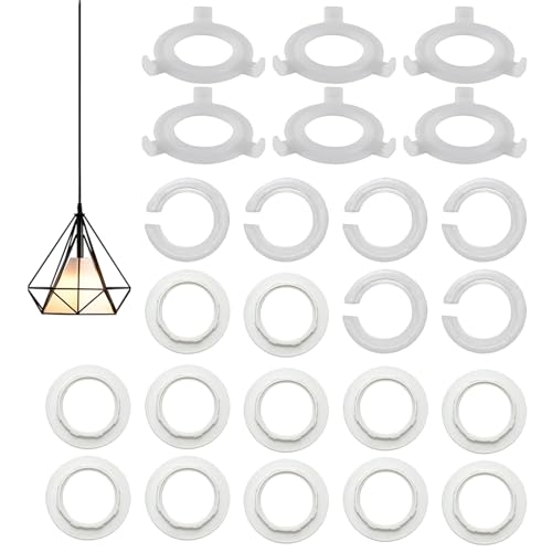24 Pcs Lamp Shade Adapter Ring,E27 to E14 Lampshade Reducer Ring,Light Lamp Shade Adapter Rings Screw Collar Ring Converter Washer for Lampshade Adaptor Replacement