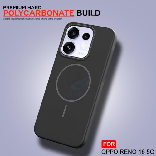 Image of AESTMO Shockproof Back Case Cover for Oppo Reno 16 5G | Slim Hard Shell | Hard Back Cover for Oppo Reno 16 5G (Compatible with MagSafe Accessories, Black)