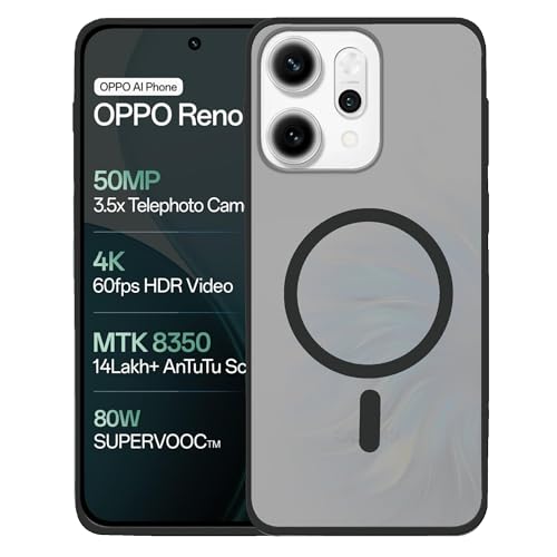Image of amazon basics Luxury Paper Thin Case Cover for Oppo Reno 14 5G | Matte Finish | Compatible with magsafe | (Black, Oppo Reno 14 5G)