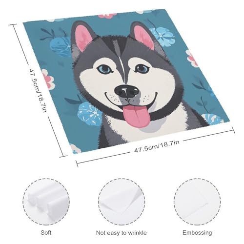 Servilletas de Tela Cuadradas con Diseño Floral y Husky miniatura 2