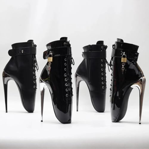 High Heels 18CM Ballet Boots Metal Heeled Locking,Black-143